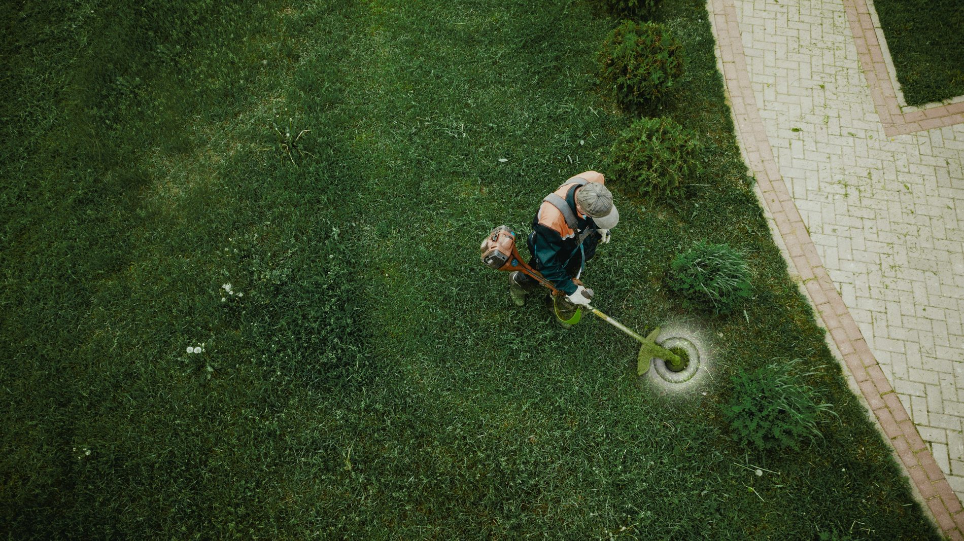 CJ Landscaping crew caring for a lush green lawn