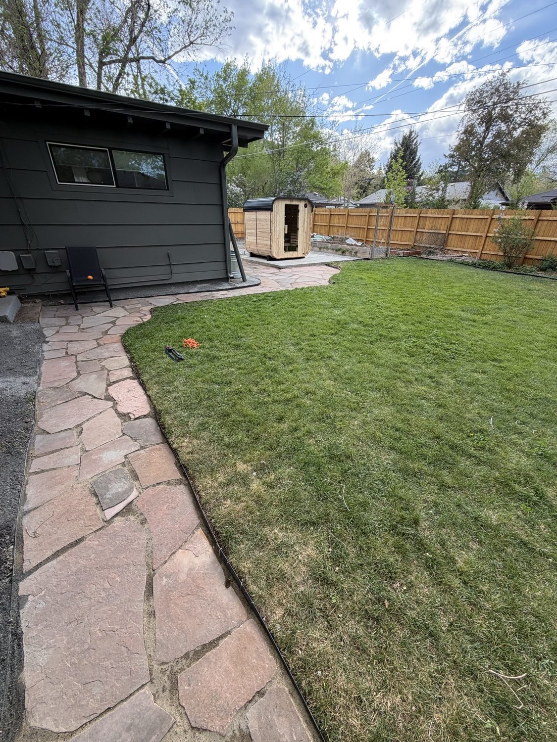 Circular paver fire pit patio